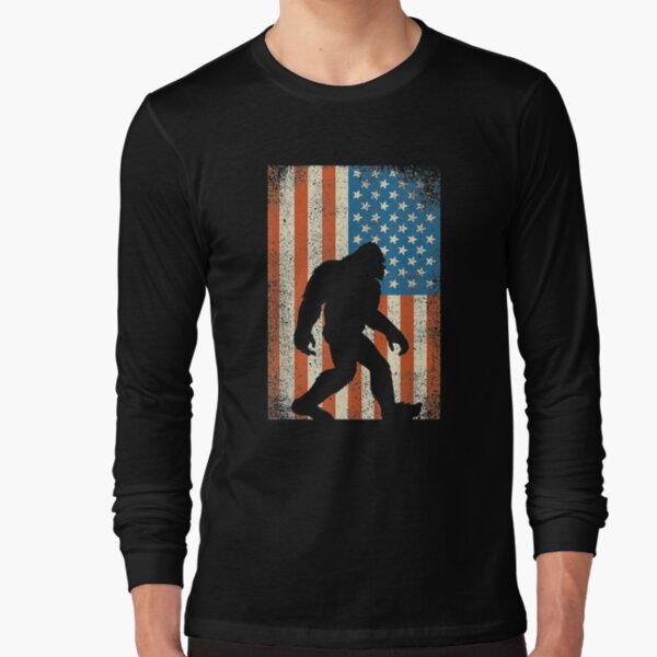 Bigfoot Sasquatch I Believe Tshirt Patriot American Flag Usa Long Sleeve T-Shirt