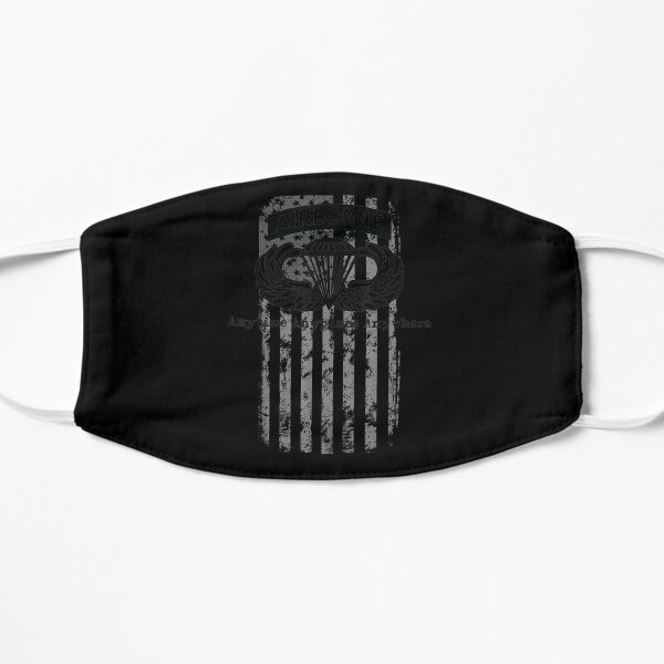 Airborne Paratrooper Black Jump Wings Airborne Tab With Flag Flat Mask