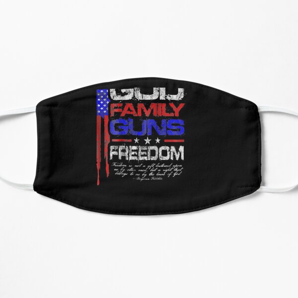 God Family Guns Freedom Conservative American Flag Shirt Flat Mask