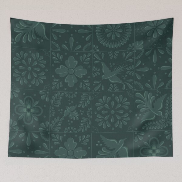 Item preview, Mexican Deep Turquoise Talavera Tile Pattern by Akbaly designed and sold by Akbaly.