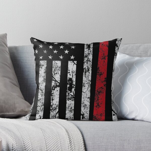 Thin Red Line Axe American Flag Patriot Firefighter Gift Throw Pillow