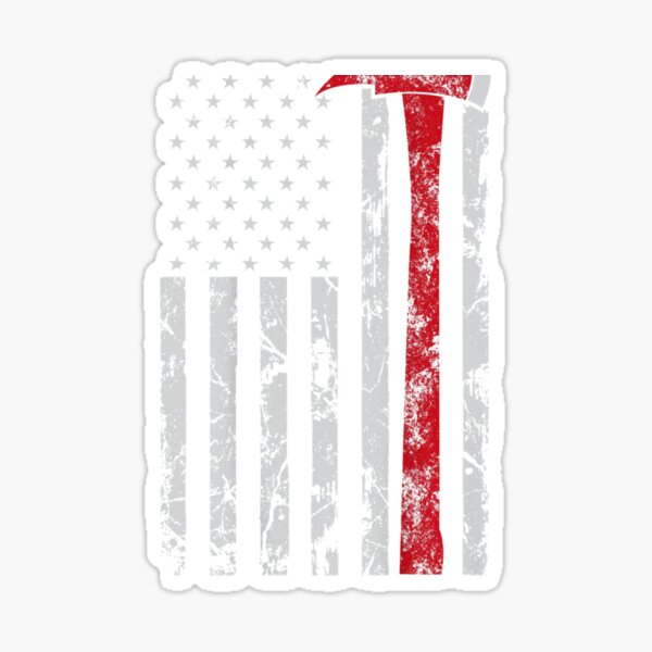 Thin Red Line Axe American Flag Patriot Firefighter Gift Sticker