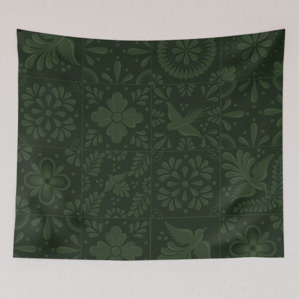 Item preview, Mexican Dark Green Talavera Tile Pattern by Akbaly designed and sold by Akbaly.