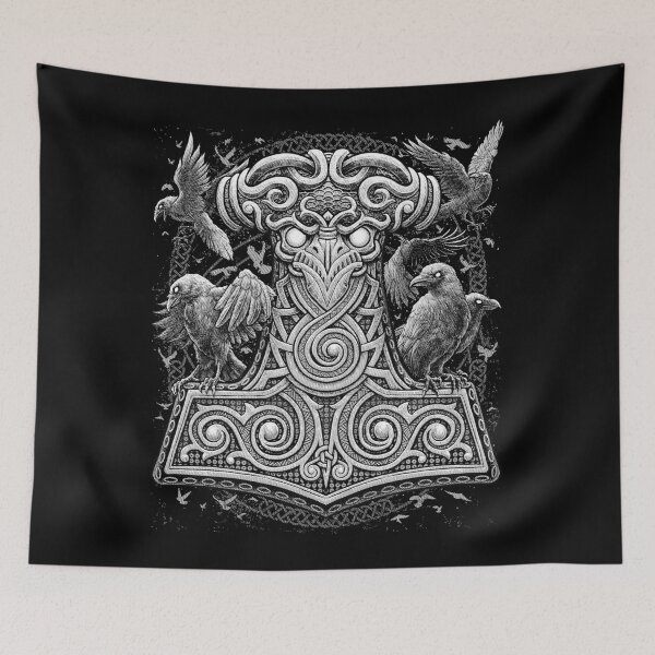 Item preview, Thors Raven Hammer Norse Viking Pagan Mjolnir  designed and sold by BluePagan.