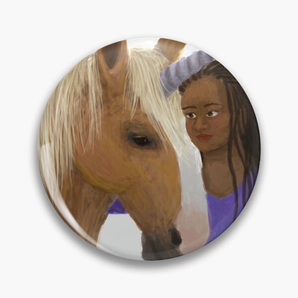 Item preview, Young black woman petting a Palomino unicorn  designed and sold by LeahcarsArt.