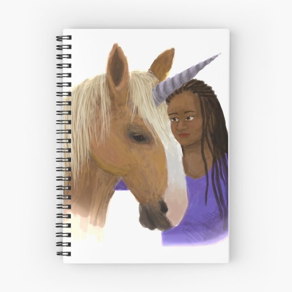 Item preview, Young black woman petting a Palomino unicorn  designed and sold by LeahcarsArt.