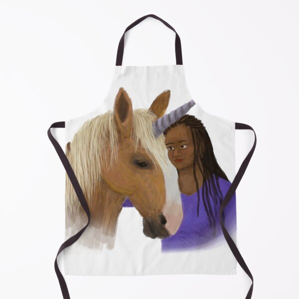Item preview, Young black woman petting a Palomino unicorn designed and sold by LeahcarsArt.