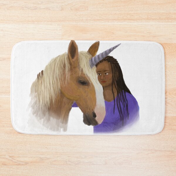 Item preview, Young black woman petting a Palomino unicorn designed and sold by LeahcarsArt.
