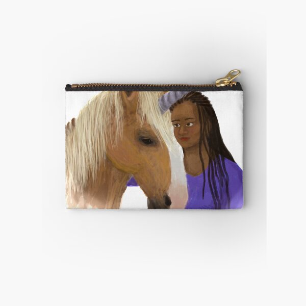 Item preview, Young black woman petting a Palomino unicorn  designed and sold by LeahcarsArt.