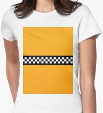NY Taxi Cab Yellow mit Schwarz-Weiß-Check-Streifen Tailliertes T-Shirt für Frauen