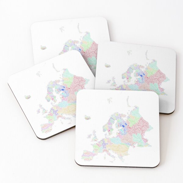 Item preview, Europe River Basin Map in Rainbow Colours with White Background designed and sold by GrasshopperGeo.