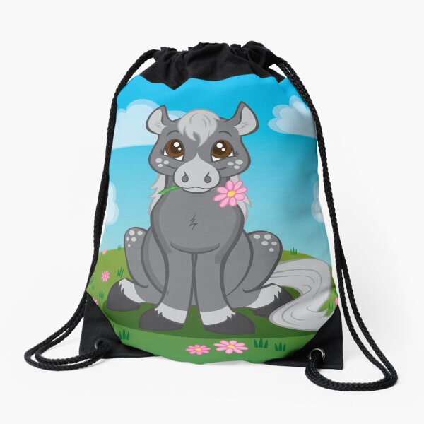 Flower Pony Drawstring Bag