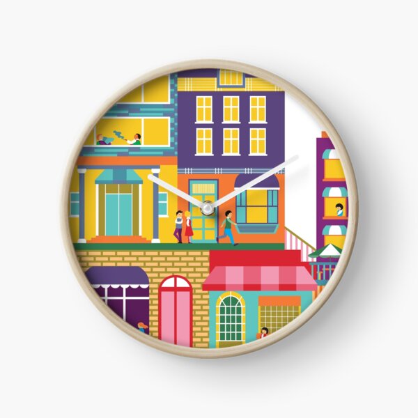 Bright Cityscape Clock