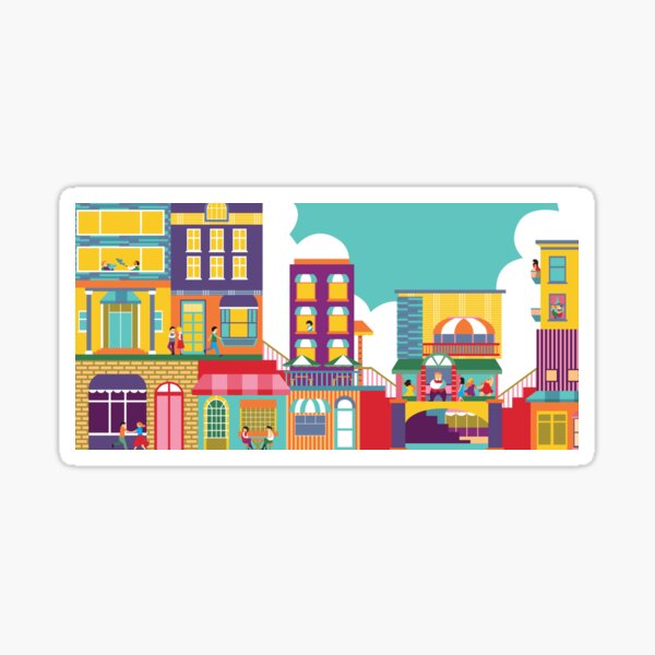 Bright Cityscape Sticker