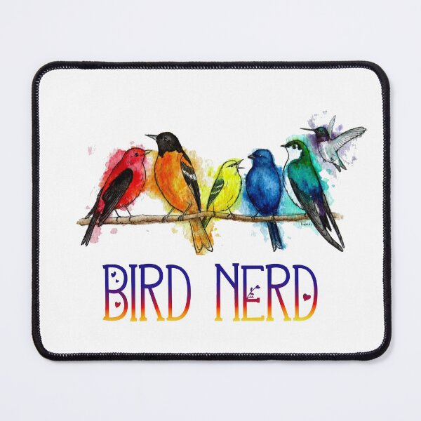 Item preview, Bird Nerd; Rainbow Birds III - Gift for Birdwatchers - Ink Watercolor Wildlife Painting - LGBTQ+ Ally Pride Flag designed and sold by linbirds.