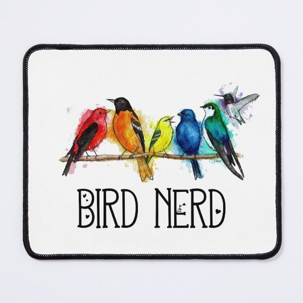 Item preview, Bird Nerd; Rainbow Birds I - Gift for Birdwatchers - Ink Watercolor Wildlife Painting - LGBTQ+ Ally Pride Flag designed and sold by linbirds.