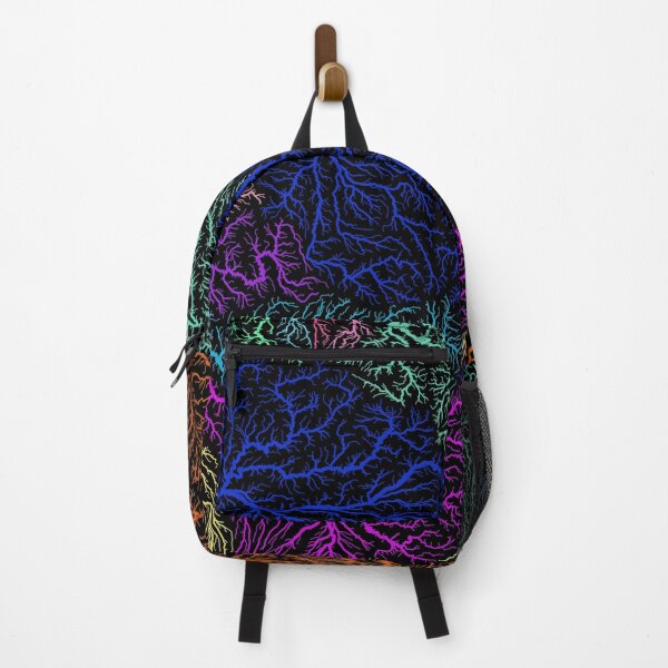 Item preview, France River Basin Map in Rainbow Colours with Black Background designed and sold by GrasshopperGeo.