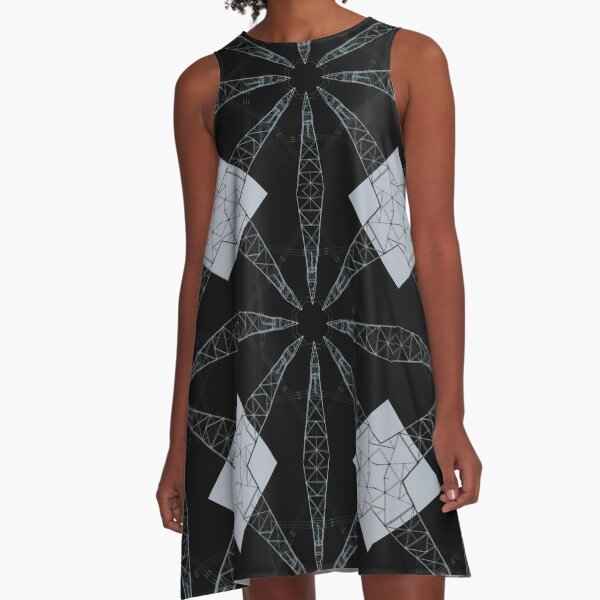 Geometric XXXIII (Blueprint) A-Line Dress