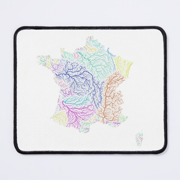 Item preview, France River Basin Map in Rainbow Colours with White Background designed and sold by GrasshopperGeo.