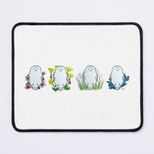 Item preview, Snowy Owls with Arctic Flowers - Cute Cartoon Owl Paintings - Ink and Watercolor designed and sold by linbirds.