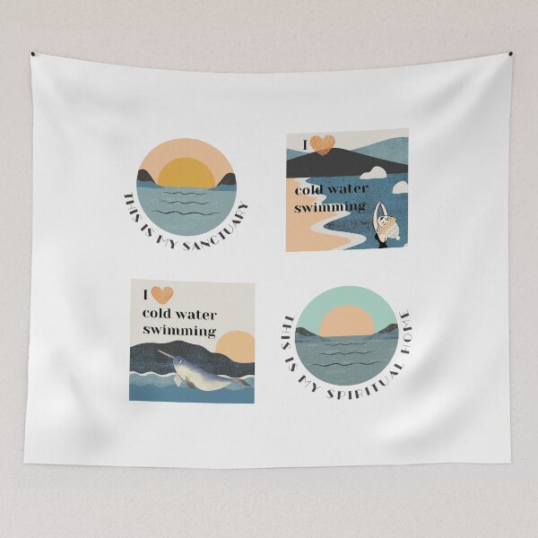 Item preview, Swimming lovers sticker pack cold water swimming wild swimming designed and sold by Wildflow Creations.
