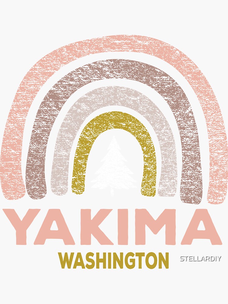 Pegatina «Yakima Washington WA Arco Iris Gráfico Retro Años 70» de