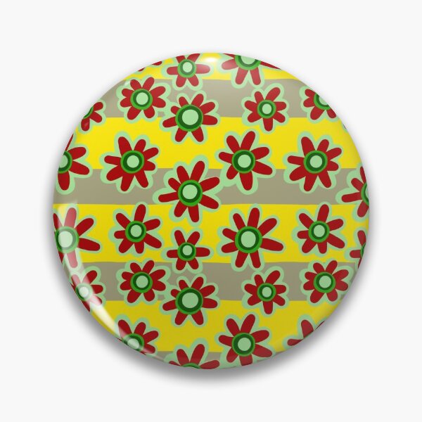 Item preview, Red and green flowers with background of yellow lines pattern designed and sold by RafaelLima7.