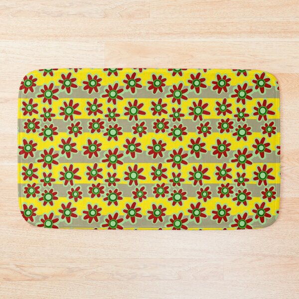 Item preview, Red and green flowers with background of yellow lines pattern designed and sold by RafaelLima7.