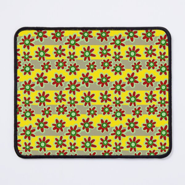 Item preview, Red and green flowers with background of yellow lines pattern designed and sold by RafaelLima7.