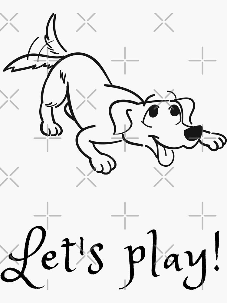 "Let's play (dog play bow)" Sticker for Sale by kookycomet | Redbubble