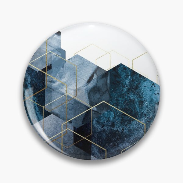 Item preview, Geometric Landscape in blue and gold designed and sold by UrbanEpiphany.