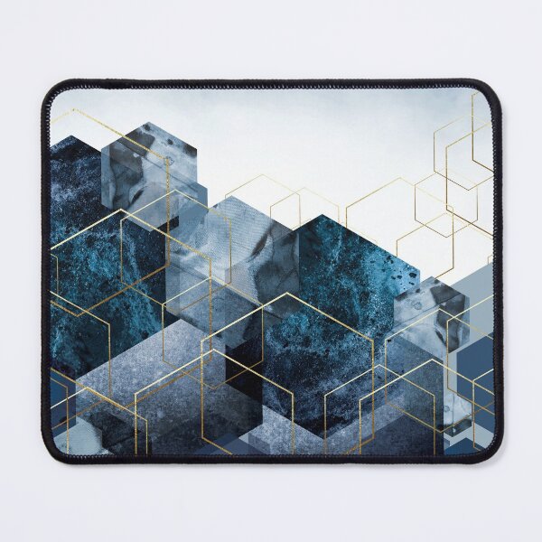 Item preview, Geometric Landscape in blue and gold designed and sold by UrbanEpiphany.