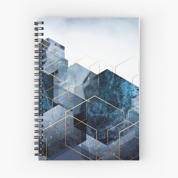 Item preview, Geometric Landscape in blue and gold designed and sold by UrbanEpiphany.