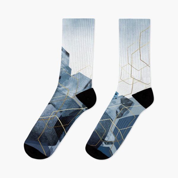 Item preview, Geometric Landscape in blue and gold designed and sold by UrbanEpiphany.