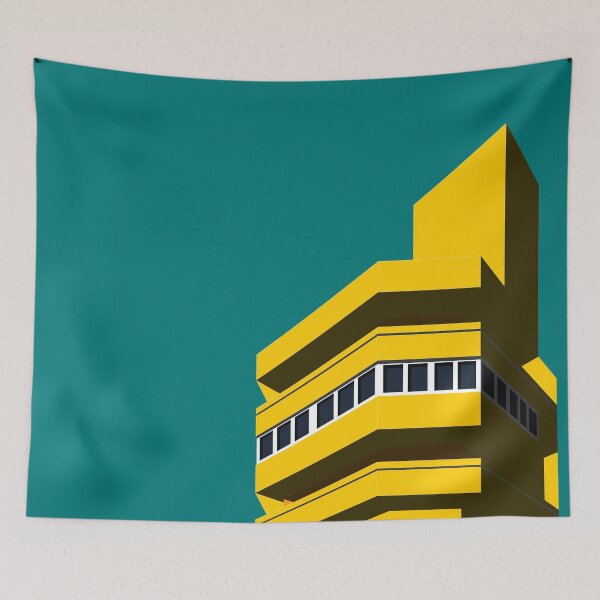 Item preview, Wyndham Court, UK Print, Brutalist, Brutalism, Architecture, Yellow Print, Blue Print designed and sold by sketchingarchi.