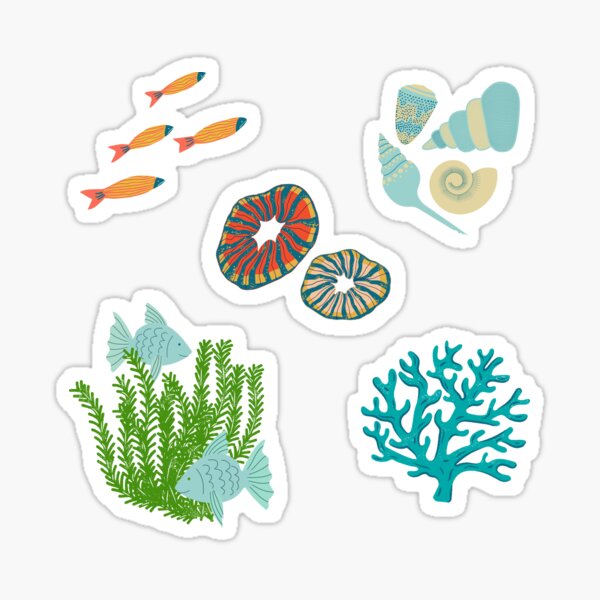 Item preview, Pattern sea world, sticker pack for sea lovers.  designed and sold by Wildflow Creations.