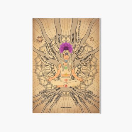 "7 Chakras & 8 Limbs Of Yoga Ashtanga Yoga Girl" Art Board Print For ...