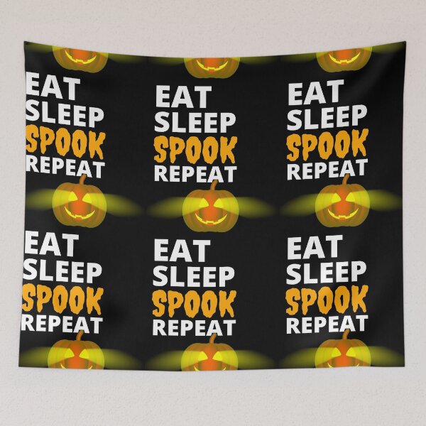 Item preview, Eat Sleep Spook Repeat Spooky Pumpkin With Glowing Eyes Halloween designed and sold by RGRamsey.