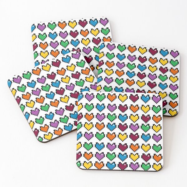 Item preview, RAINBOW PIXEL HEARTS  pattern designed and sold by alessialexx.