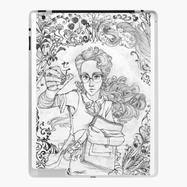 Girl writing in art noveaou frame iPad Skin