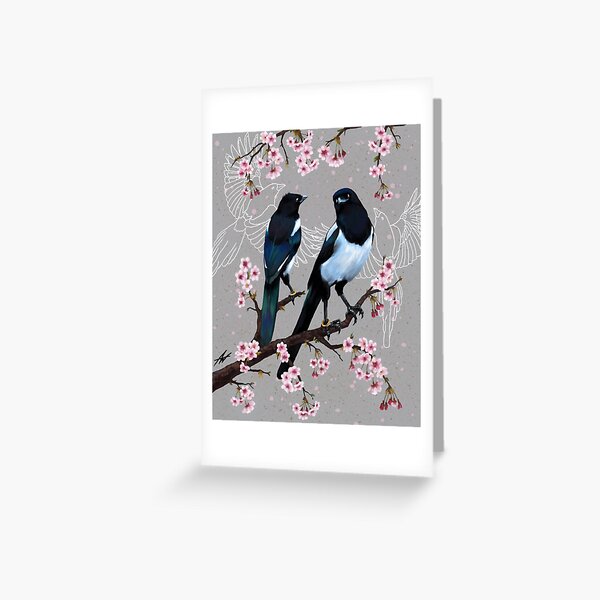 Item preview, Two Magpies in a cherry tree, Two for Joy designed and sold by AstoriaV.