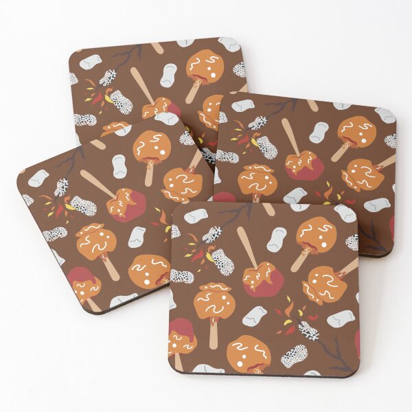 Item preview, Candy Apples and Marshmallows [ON CHOCOLATE BROWN] Pattern designed and sold by Daniel Bevis Design.