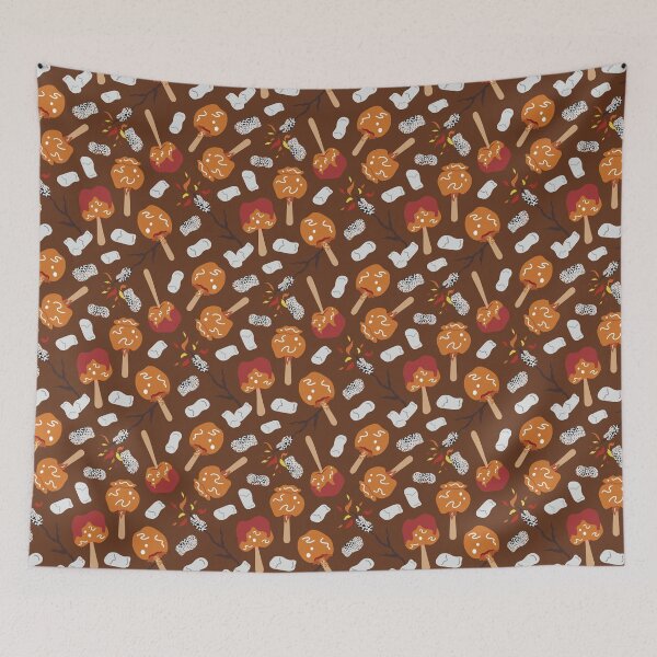 Item preview, Candy Apples and Marshmallows [ON CHOCOLATE BROWN] Pattern designed and sold by Daniel Bevis Design.
