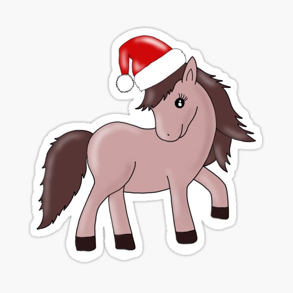 Mortilo 2D Christmas Cute Cartoon Horse Stepping On Christmas