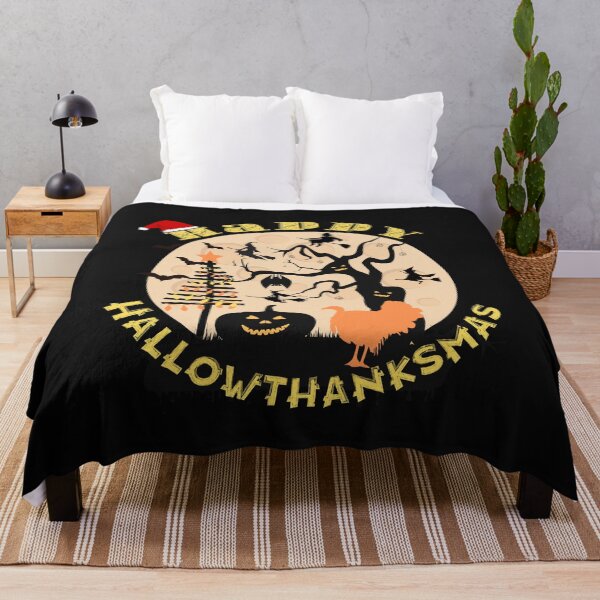 Item preview, Happy Hallowthanksmas, Funny, holiday celebration, Halloween, Thanksgiving, Christmas, designed and sold by allycat57.