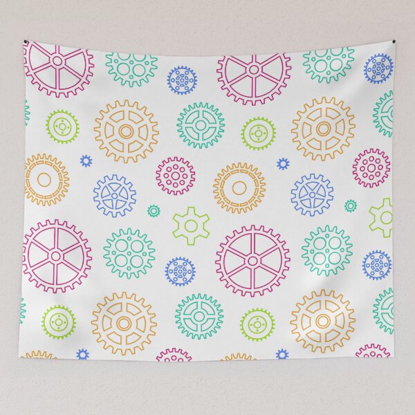 Item preview, Colorful floating gear cogs pattern designed and sold by artistium.