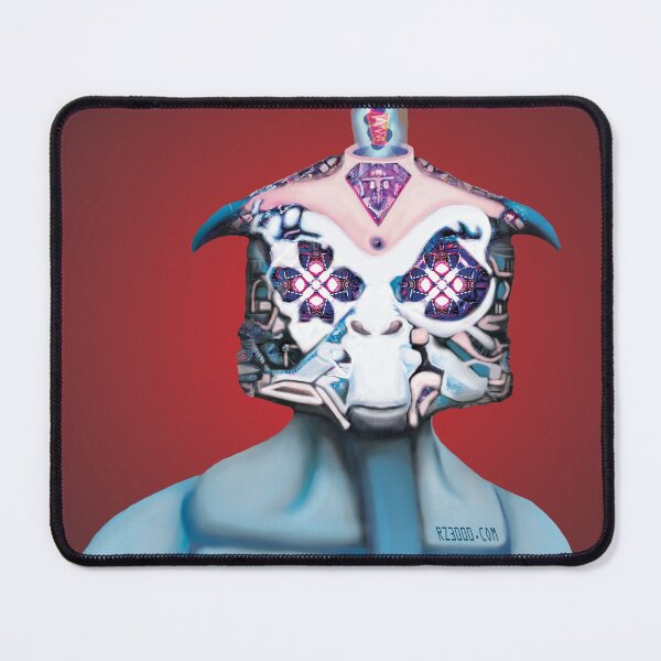 Item preview, Futuristic Cyborg Hybrid Portrait, Surreal Aesthetic Scifi Art RED ZS050 designed and sold by RZ3000.