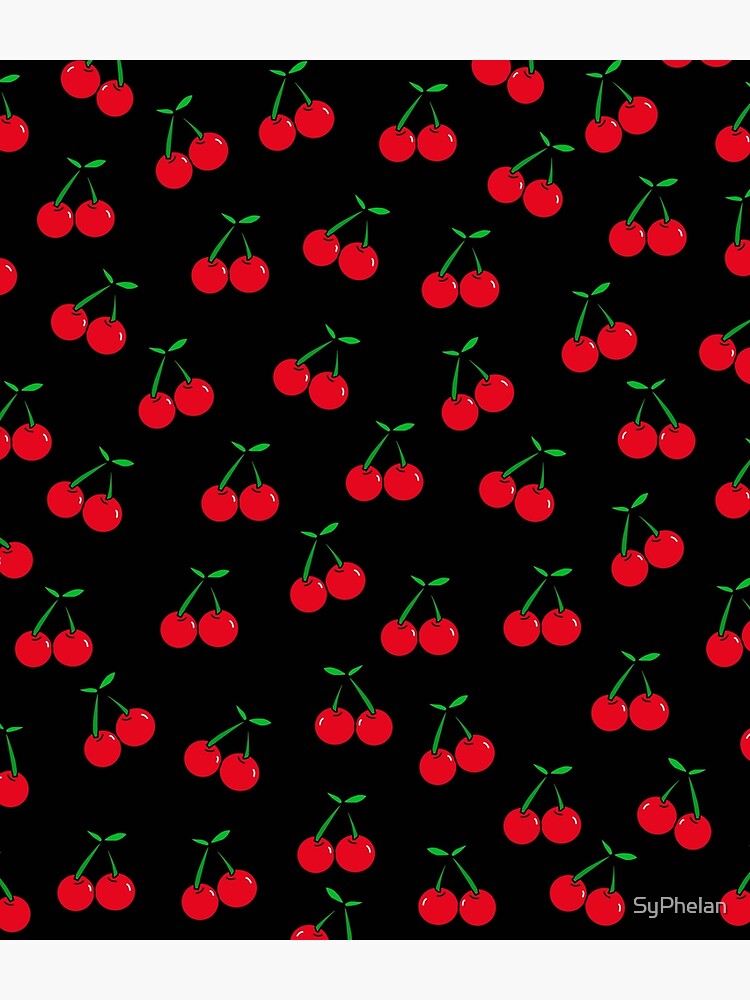 Cherries 2 (on black) Duffle Bag by Sy Phelan