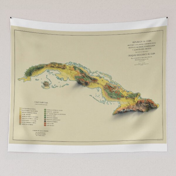 Item preview, 1946 Cuba Relief Map 3D digitally-rendered designed and sold by ThinkAboutMaps.