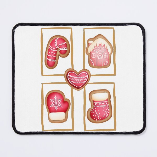 Item preview, Christmas Gingerbread Cookies Pop Art Decorated with Pink and White Frosting designed and sold by ittybittyowl.